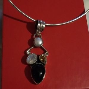 Stunning Sterling Necklace with Natural Stones 925